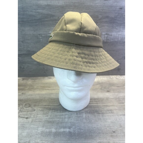 IZOD LACOSTE Womens Beige Sun Hat Beach Bucket Tie Sun Cap Vintage - Picture 6 of 12